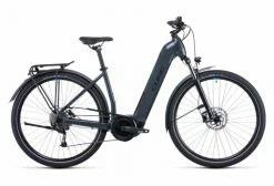 Vélo De Ville Électrique Cube Touring Hybrid One 500 Easy Entry Shimano Alivio 9V 500 Wh 700 Mm Gris Bleu 2022
