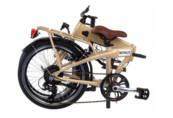 Vélo Pliant Électrique Bicyklet Marcus Shimano Tourney 6V 418 Wh 20'' Beige Ivoire 2022 4 Vélo Pliant Électrique Bicyklet Marcus Shimano Tourney 6V 418 Wh 20'' Beige Ivoire 2022 – Image 2